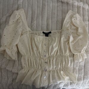 Forever 21 Cream Eyelet Blouse